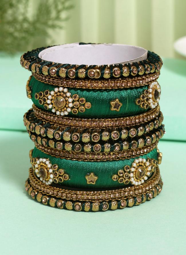   Wedding Wear  Green Color Thread Bangle Set:-2.4,2.6